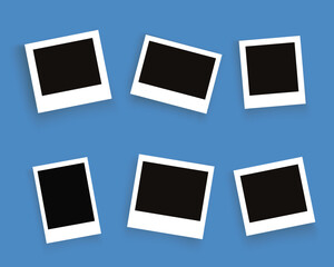 Set of Empty white photo frames. Photo Frames in Vintage style. Photo Frame mockup with shadow.