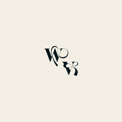 wedding monogram elegant VW bold and hairline initial letter fancy curve logo
