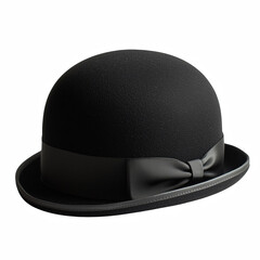 black bowler hat isolated on transparent background Generative Ai.