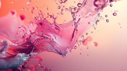 Dynamic red and pink liquid splash captured mid-air
