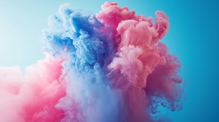 Fototapeta premium Abstract cloud of colorful pink and blue powder