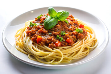 spaghetti with tomato sauce with background