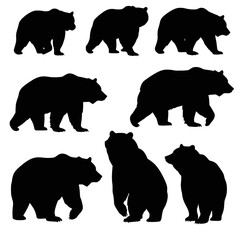 Fototapeta premium set of Bear silhouette Vector On White Background.