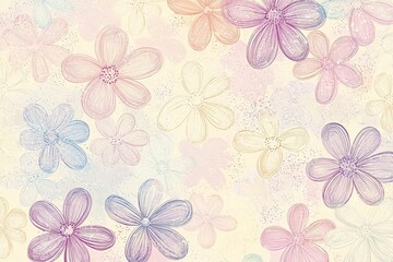 Fototapeta premium whimsical vector background with hand-drawn floral patterns in pastel colors