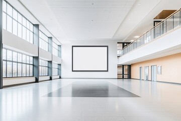 Modern Empty Office Hallway with Large Windows