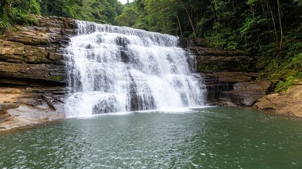 Obraz premium Majestic Waterfall Cascading into Serene Pool