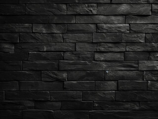 Smooth black brick wall texture providing a sleek background or wallpaper