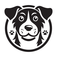 Naklejka premium Cute Black and White Cartoon Dog Illustration