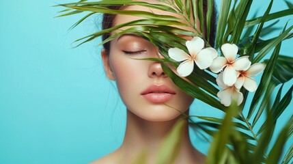 Fototapeta premium Tropical beauty with floral elements