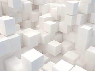 Obraz premium 3D rendering of a white abstract geometric background with irregular squares