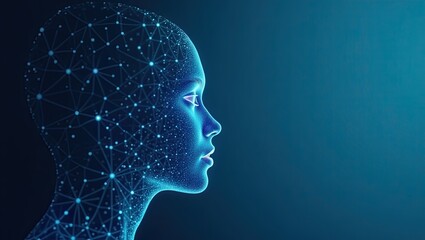 Obraz premium Digital Human Profile with Network Design