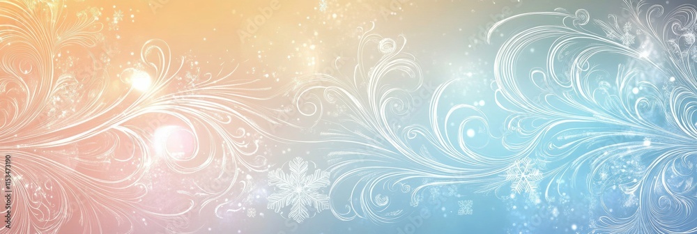 Poster Doodle of intricate frost patterns on glass captures the beauty of winters chill in a serene moment. Generative AI