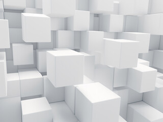 White cube structure with a futuristic 3D design offering a cutting-edge look
