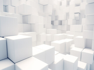 Abstract structure of white cubes creating a futuristic and dynamic background