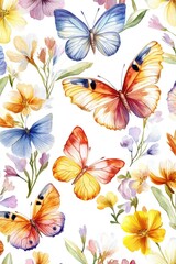 Obraz premium Colorful Butterflies and Flowers