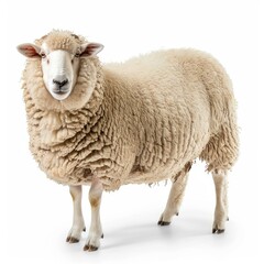Fototapeta premium Full body of a texel sheep standing against white background