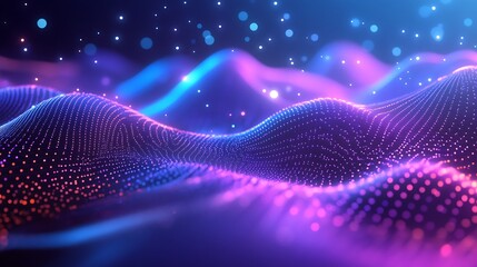 Vibrant Digital Illustration: Glowing Particle Waves Flowing Mysteriously. AI Generated