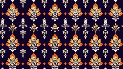 Elegant Damask Seamless Pattern Floral Ornate Luxury Vintage Background Texture Design Repeat