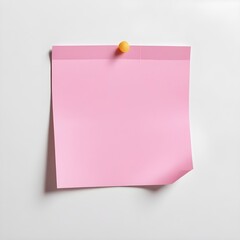 A pink sticky note on a white background