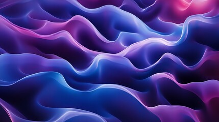 Obraz premium Dynamic Purple and Blue Abstract 3D Render: Smoothly Flowing Waves. AI Generated