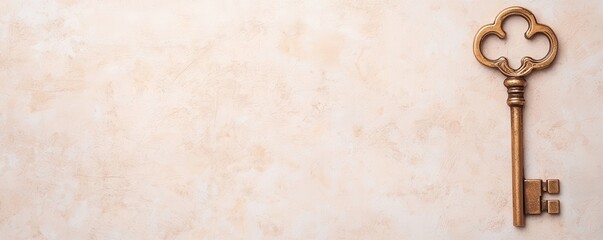 Vintage Decorative Key on Textured Background