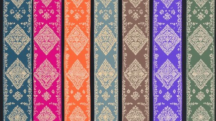 Colorful Geometric Textile Fabric Design Ethnic Pattern Repeating Ornament Background Texture