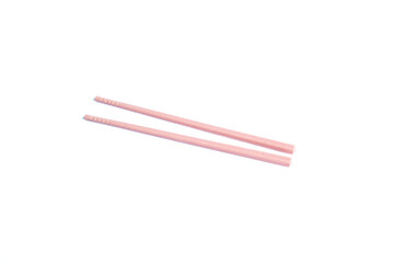 Minimalist Pink Chopsticks on White Background