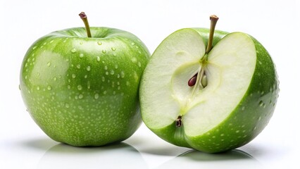 Juicy Green Apple Sliced in Half:  Healthy, Natural Simplicity
