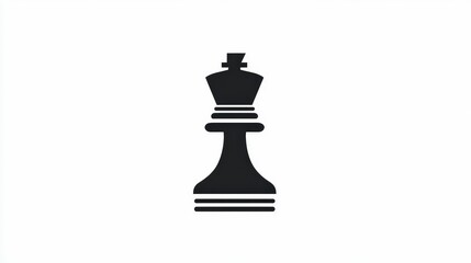 Black Chess King Piece Silhouette on Minimalist White Background