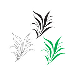 Grass Icon Outline Silhouette and color