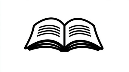 Open Book Icon with Pages and Lines for Graphic Design Use
