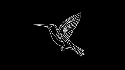 Fototapeta premium Elegant Outline of a Hummingbird in Minimalist Style Design