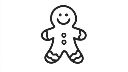 Simple Black and White Gingerbread Man Icon for Holiday Design