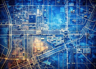 Obraz premium Kalamazoo Michigan Cityscape Blueprint Aerial Landscape Photo