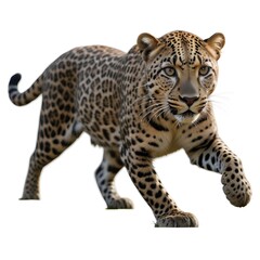 Fototapeta premium A graceful, spotted leopard stalking through the grass , its eyes focused and alert