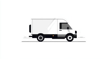 Fototapeta premium Minimalistic White Delivery Van on Clean Background for Transport Use