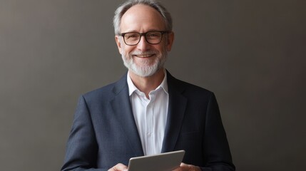 The Smiling Businessman with Tablet