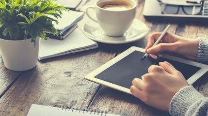 The Tablet with Coffee Moment