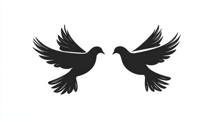 Fototapeta premium Two Silhouetted Birds in Flight Against a Minimalist Background