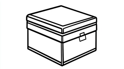 Simple Black and White Illustration of a Square Storage Box