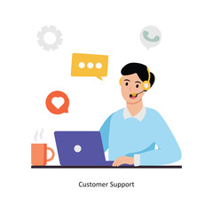 Customer Support concept vector illustration. Business Collaboration isolated On white Background. 