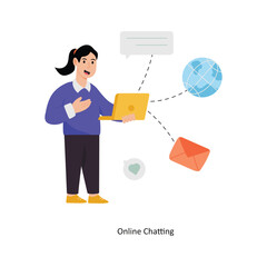 Online Chatting concept vector illustration. Business Collaboration isolated on white Background. 