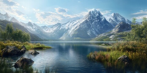 Research on sexual health is conducted near a freshwater lake, framed by a stunning mountain backdrop, highlighting the connection between environment and health studies.