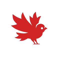 bird with red ribbon