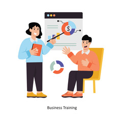  Business Training concept vector illustration. Business Collaboration isolated on white Background.