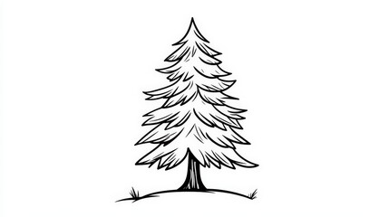 Obraz premium Hand-Drawn Pine Tree Illustration for Natural Designs and Artwork