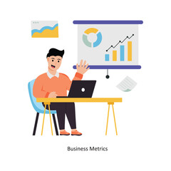  Business Metrics  concept vector illustration. Business Collaboration isolated on white Background.