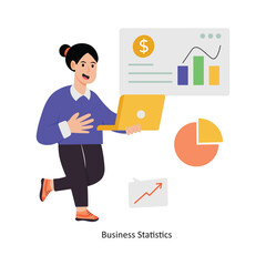 Business Statistics concept vector illustration. Business Collaboration isolated on white Background.  