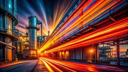 Long Exposure Light Trails of a Heating System at Night