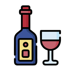 wine bottle and glass